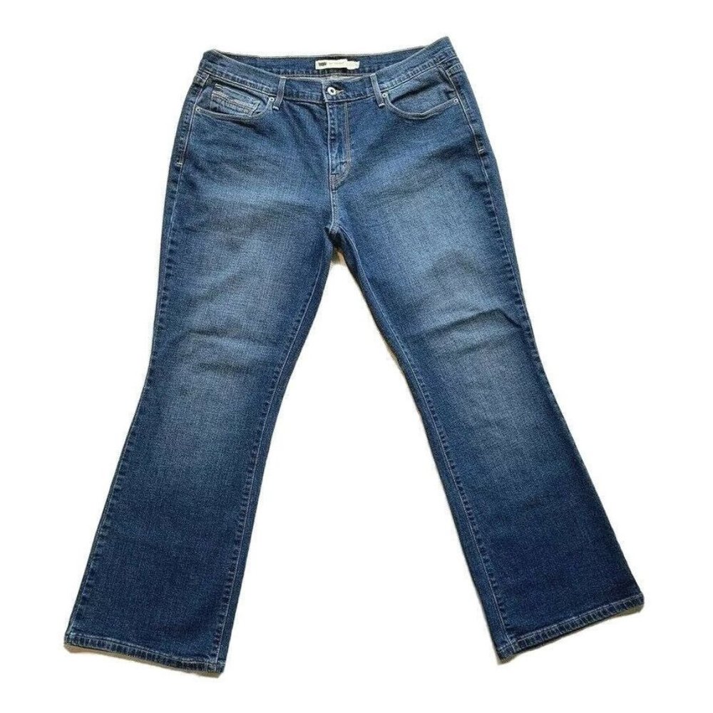 Levi's 515 Bootcut Jeans Womens 14S‎ (34x30) Stretch Dark Blue Denim Mid Rise